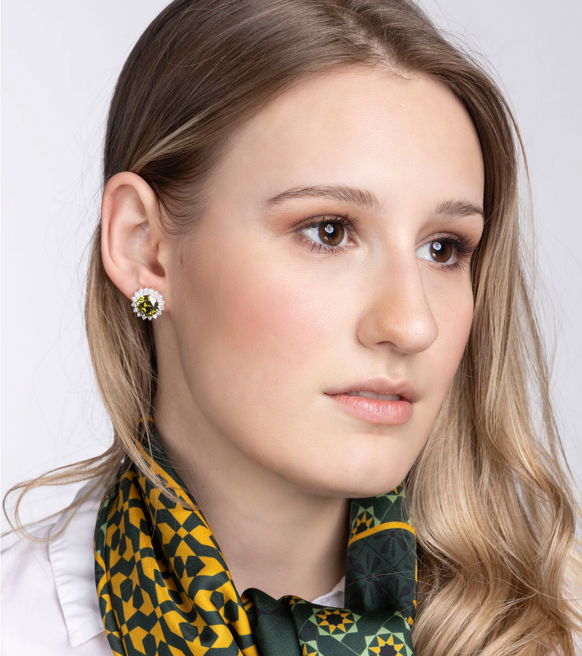 Moss Green Peridot Star Earrings