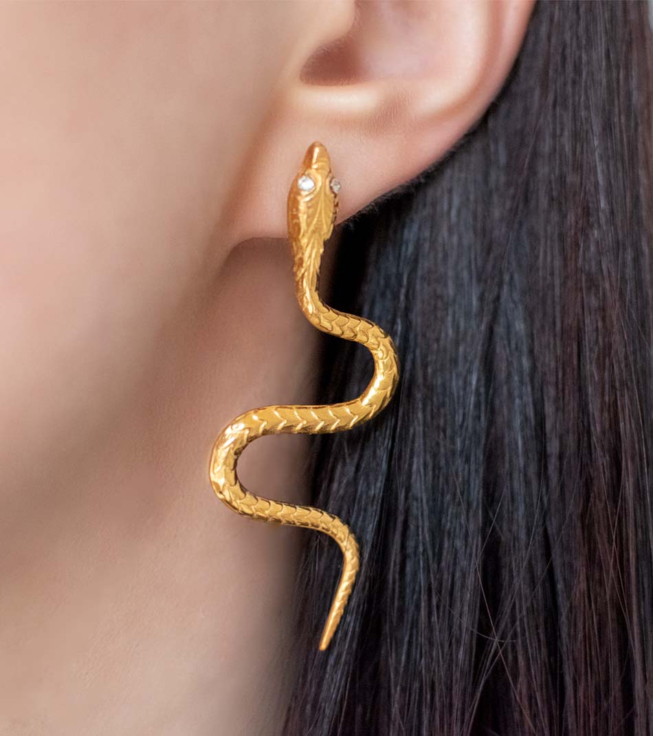 Goldene Schlangen Ohrringe